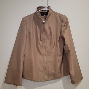 Rare Vintage Womens FENDI  TAN Zipper Matrix Jacket Blazer Coat Size XL